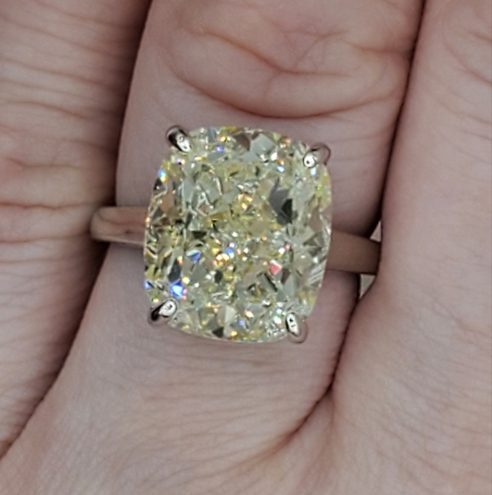 12CTW Assher Cut Radiant Ice Crushed High Carbon Lab Diamond Ring 925 Stamped - Picture 9 of 13